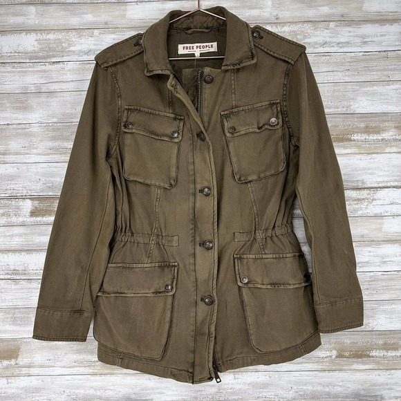 NWT Free People Not Your Brothers Surplus Military Jacket Army Green Women Small - Picture 2 of 16
